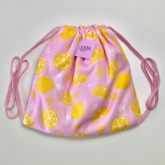 Ulta Pink Lemon Beach Towel Drawstring Bag Travel - Picture 6 of 6